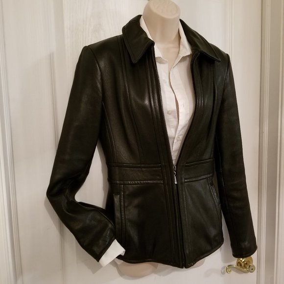 Ladies black Leather Jacket by Jones NY Size Small - Picture 16 of 16